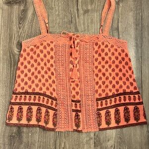 Hollister Bohemian Pink Sleeveless Top Medium Boho Lace Tank Top